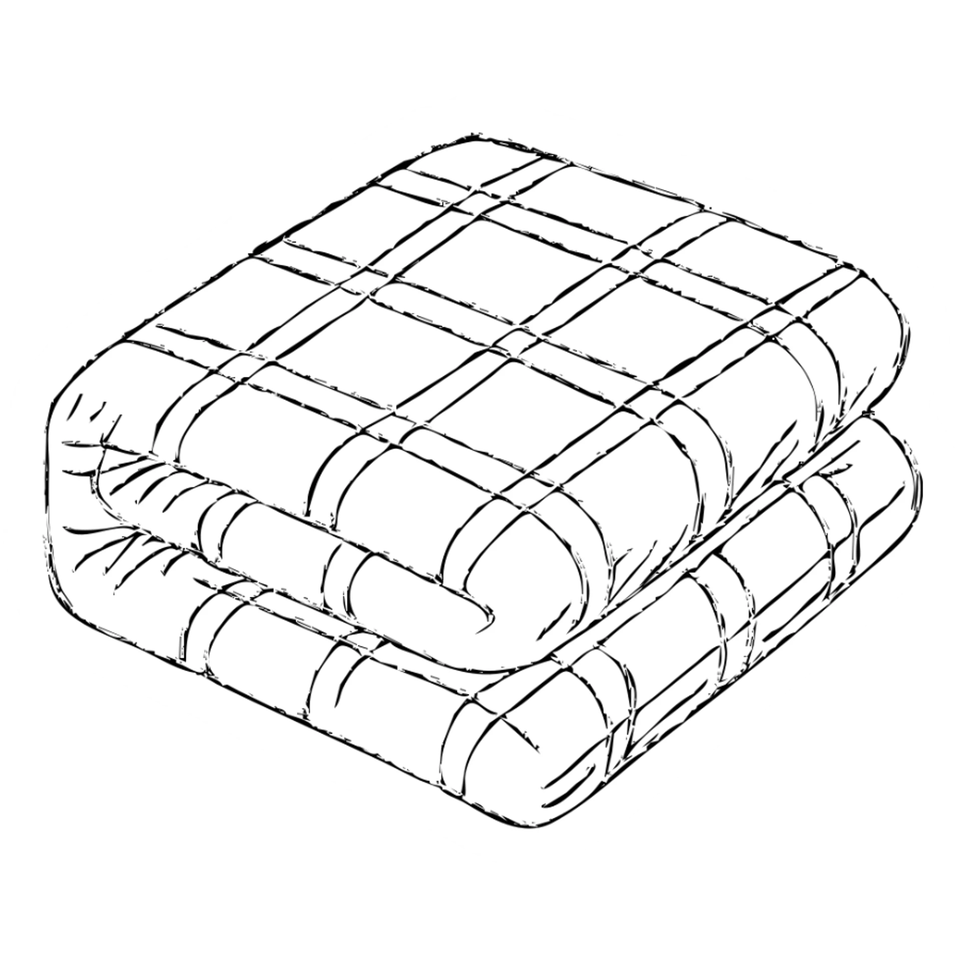 folded blanket with pink and white plaid, hand-drawn look sticker