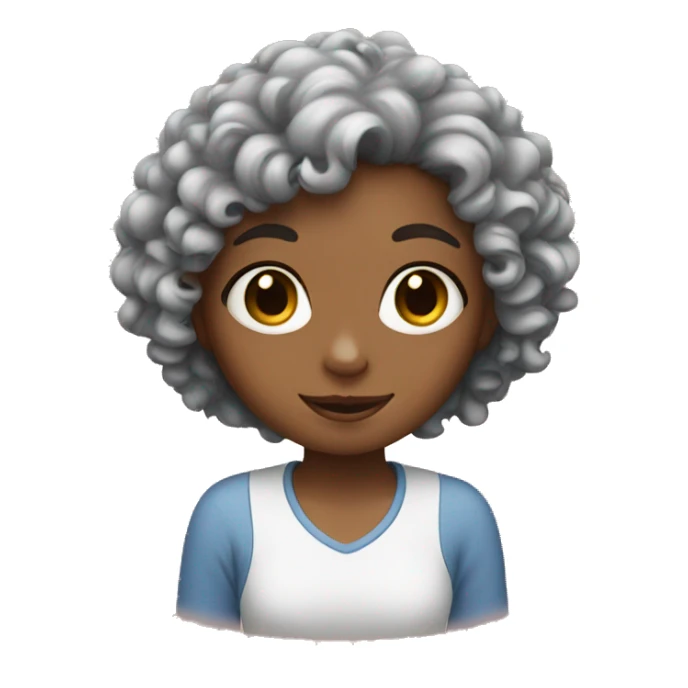 girl with curly hair and a cat  sticker