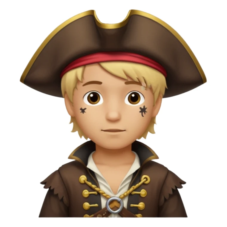 light brown Hispanic boy with blond hair that is dressed as a pirate sticker