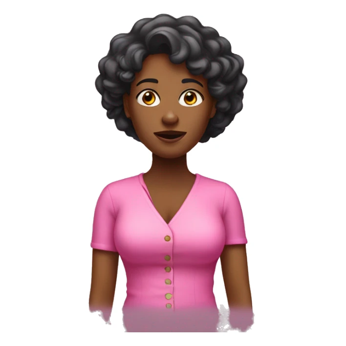 black woman in pink shrugging sticker