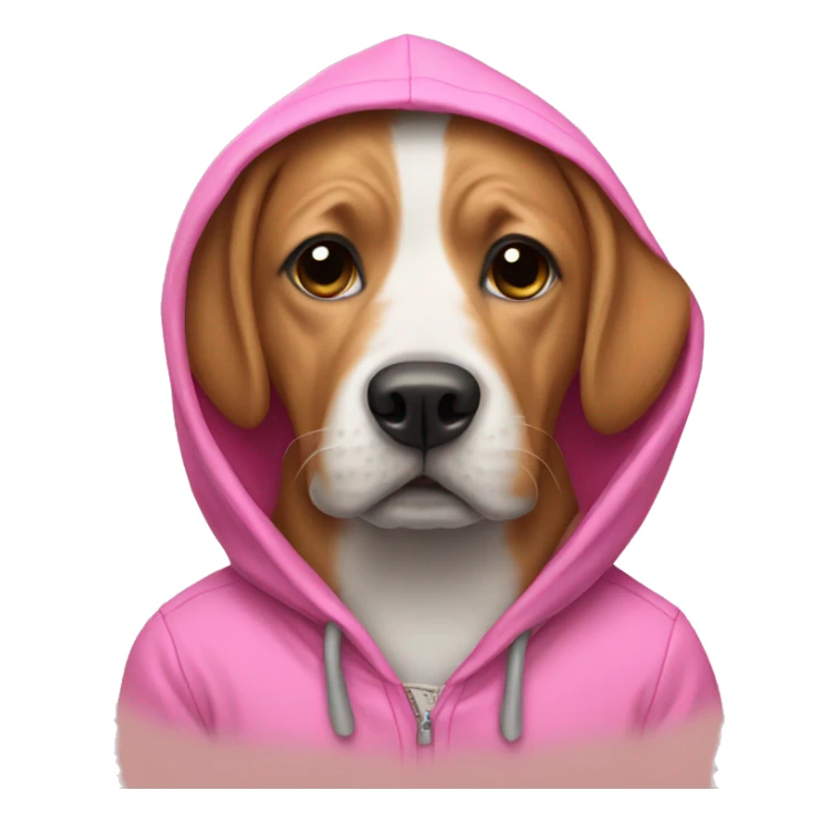 Dog wearing pink hoodie sticker