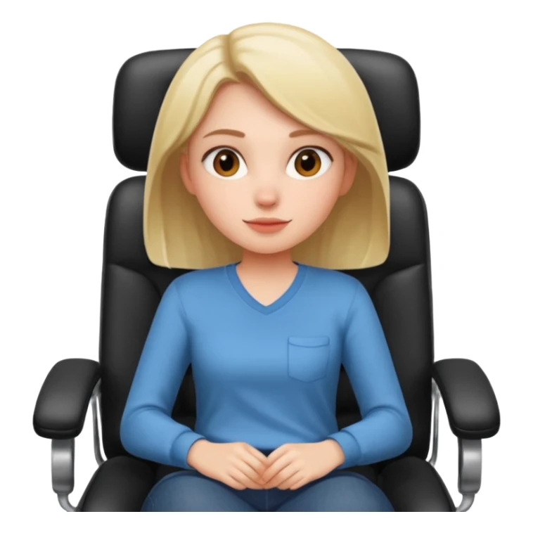Cartoon faced girl relaxing in an office chair sticker