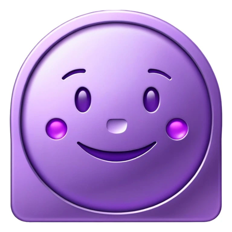 Purple token or coin with a capital letter T and a smiling face sticker