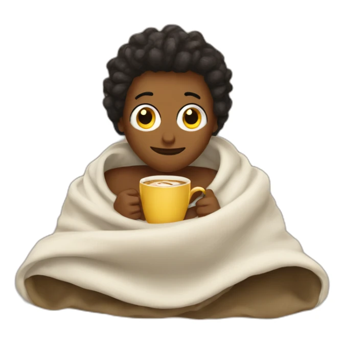 sombody holding a coffee cup inside a blanket sticker