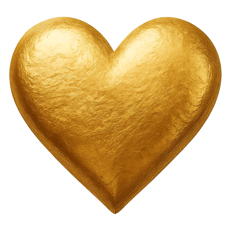 heart with a gold foil texture, clean digital illustration sticker