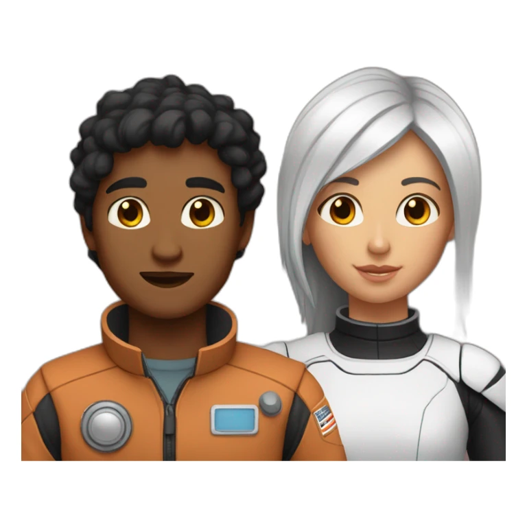 couple on mars girl has brown hair boy has black hair sticker