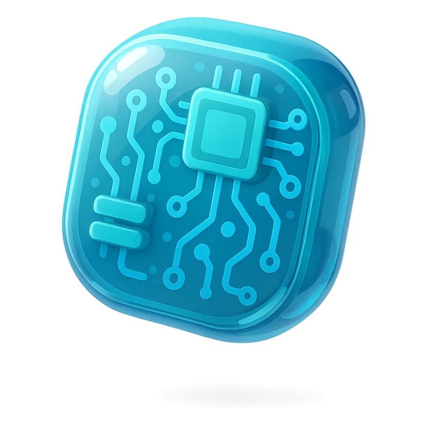 emoji of a cyber digital product, futuristic and tech-inspired sticker