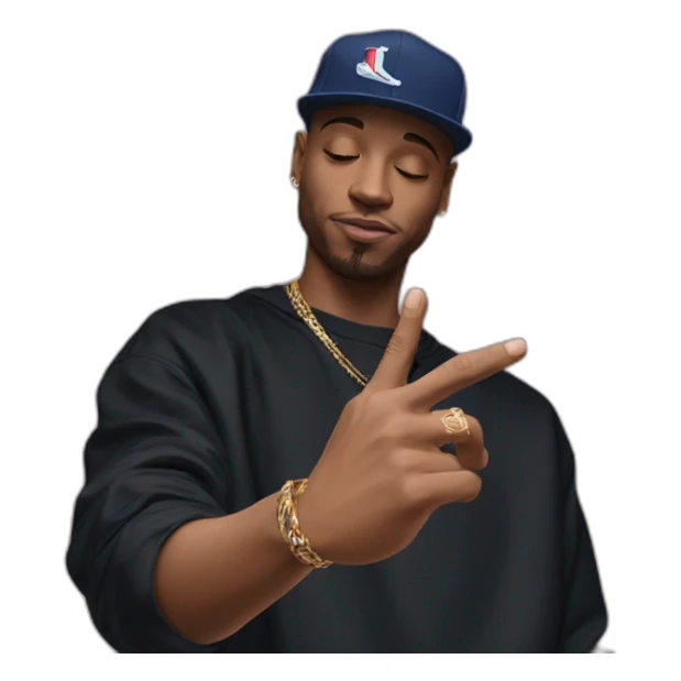 the french rapper Jul making his hand sign sticker