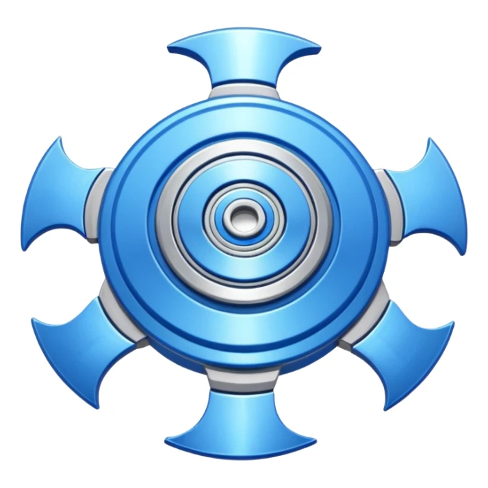 A blue Beyblade with 3 pointed blades like Victory Valtryek sticker