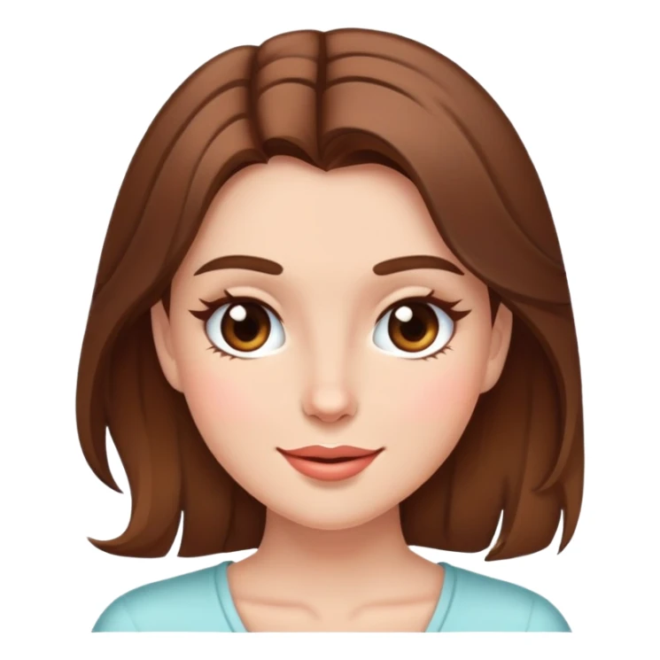 brown long hair girl with soft makeup, winking sticker