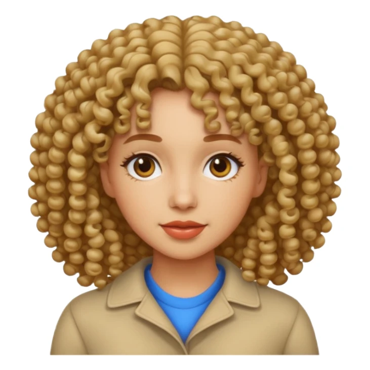 woman with curly hair emoji, light skin tone sticker