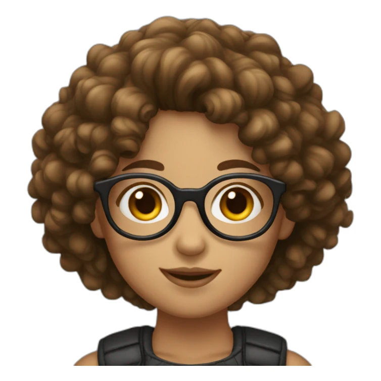Girl with round glasses and brown curly hair sticker