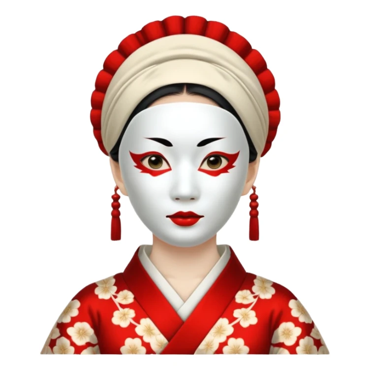 japaneses old culture woman with white mask sticker