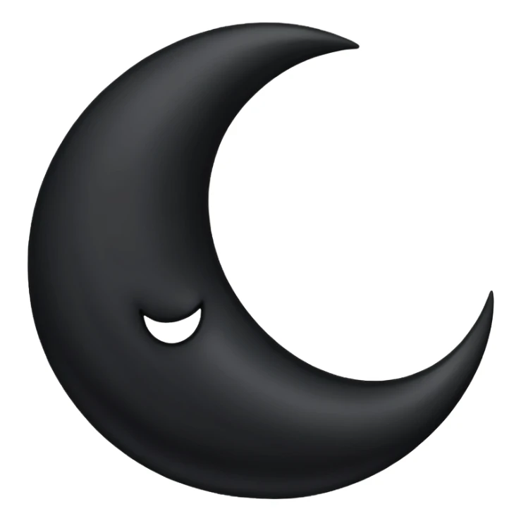 dark crescent moon emoji style with no face no eyes no mouth solid dark colour no glow or other items  sticker