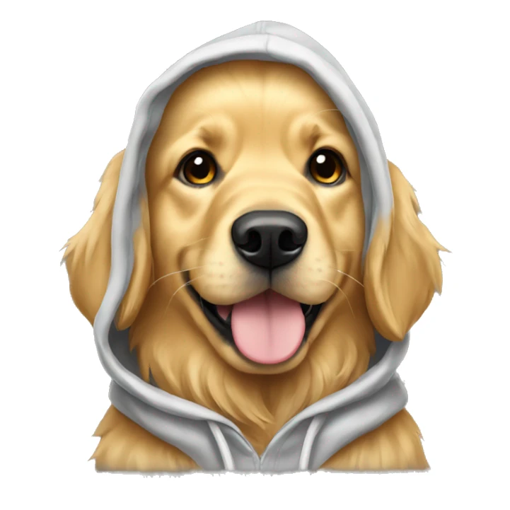 Golden retriever wearing a hoodie sticker