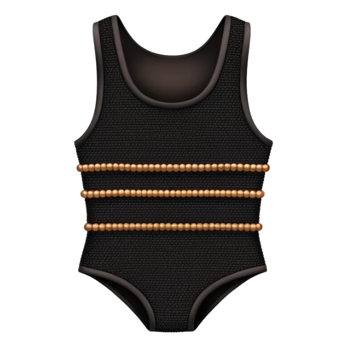 Black weaved tank top body suit with brown beads sticker