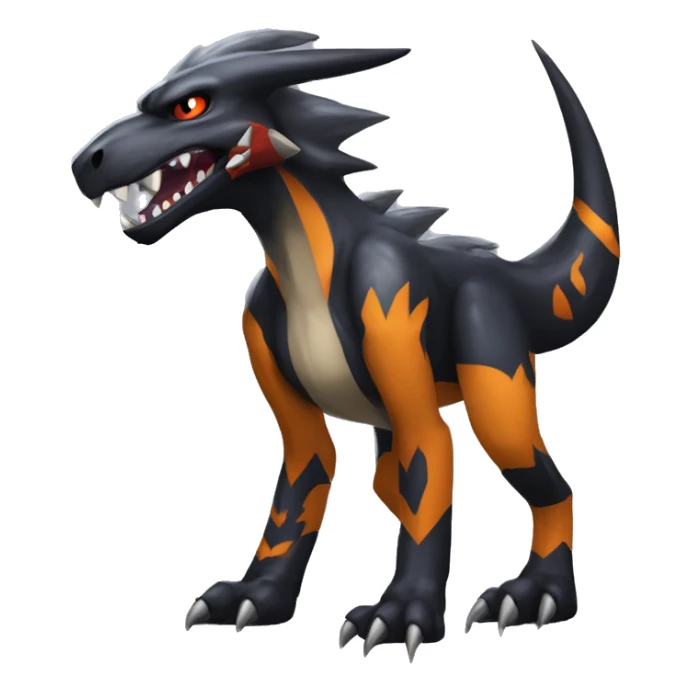 Black Cool Edgy Nargacuga-Garchomp-Houndoom-Sergal Fakémon with Edgy markings,  full body sticker