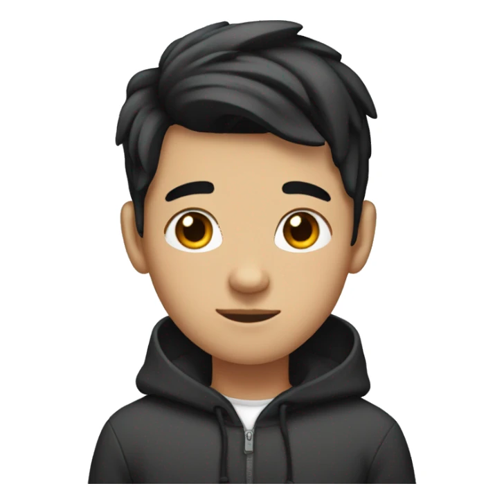 A teenager with black hair with a bow on his head sticker