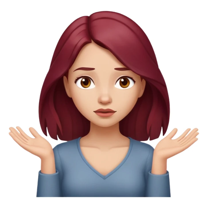 Beautiful long burgundy haired girl, shrugging shoulders sticker