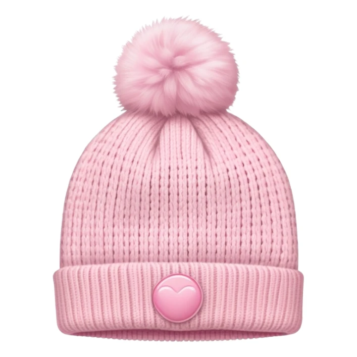 fluffy pastel pink winter beanie hat with pom pom, soft and cozy sticker