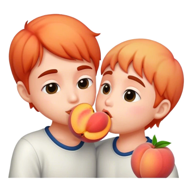 boy kissing peach sticker