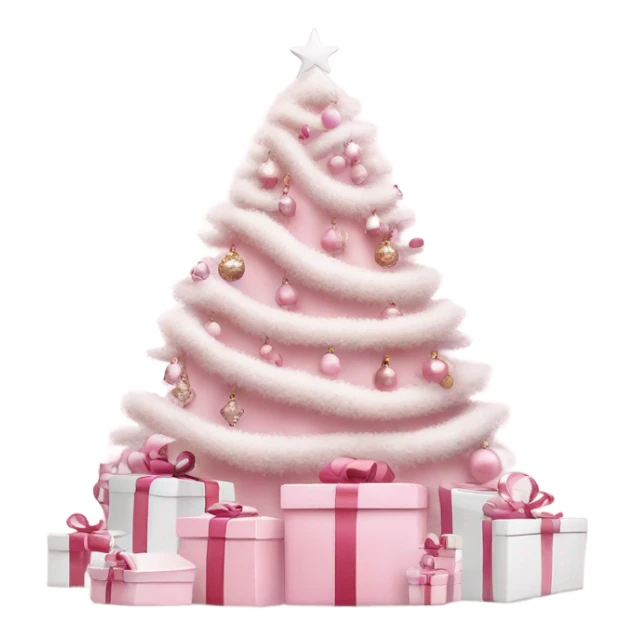 Light pink Christmas gifts under a white Christmas tree  sticker