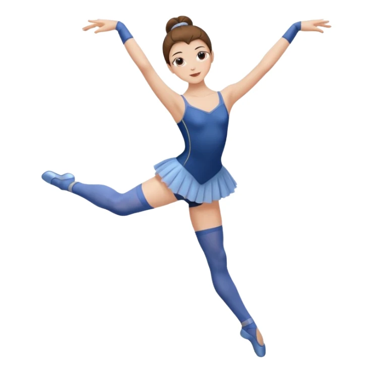 Ballet dancer in over the knee socks, leotard and long brown hair sticker