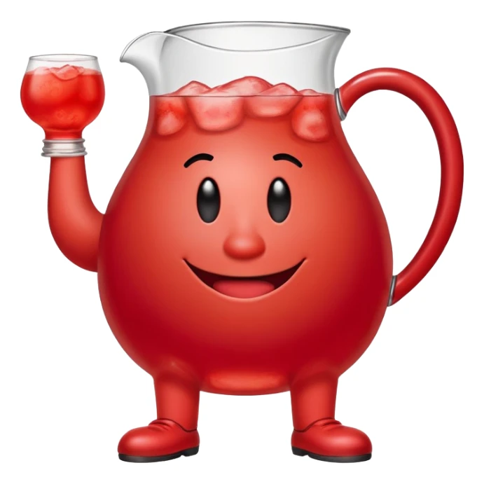 Kool-Aid man, red pitcher character with a smiling face and legs sticker