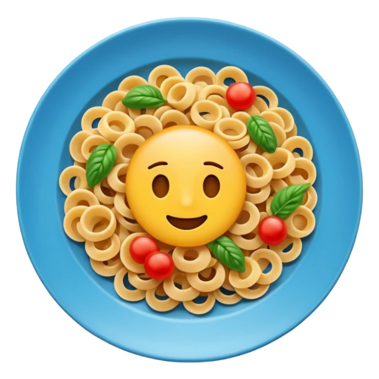 Emoji of a plate with grains and pasta, simple bright Apple-style sticker