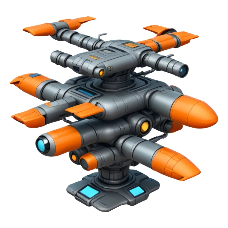 Orange, cyberpunk style, neon, gravity realistic space station sticker