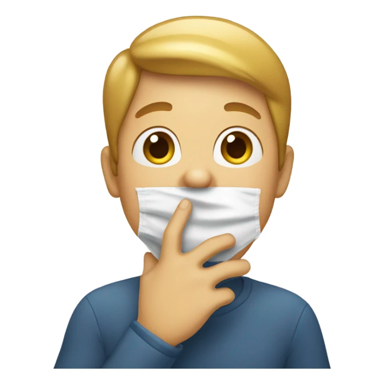 Hand over mouth as in smile sticker