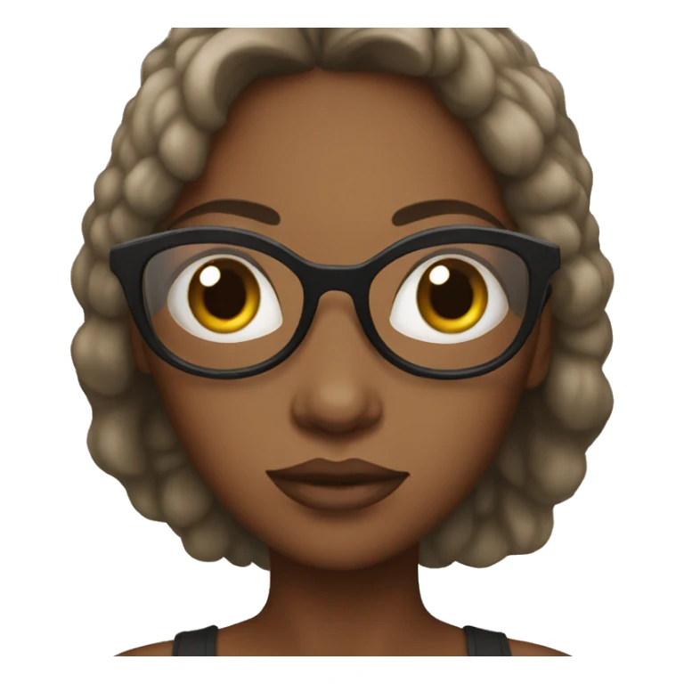 A black women with Big eyes and classes sticker