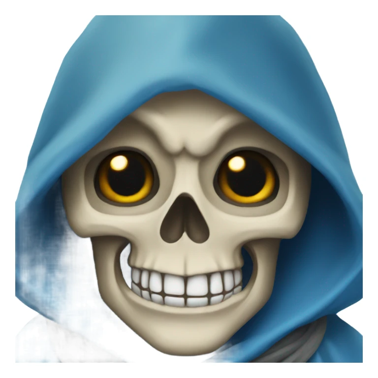skull wearing blue hood and cloak sticker