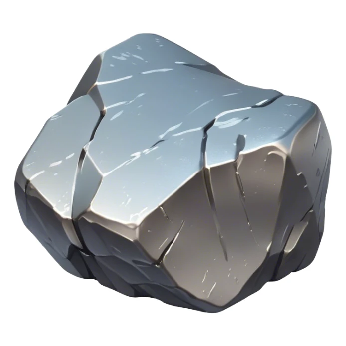 Cinematic Realistic Nickel Ore, Bright and shiny, with a rough, metallic surface reflecting light in soft, gleaming waves. The metal has a subtle luster and is both sturdy and raw in its form. Soft glowing outline, capturing the essence of durability and modern elegance in raw nickel ore. sticker