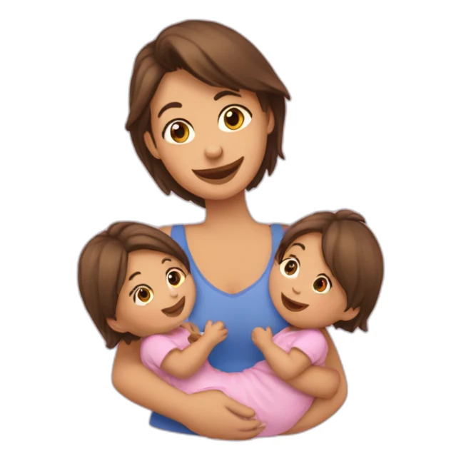 Une fille avec deux bébés dans les bras sticker