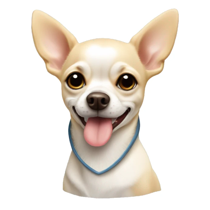 cream chihuahua wearing vet cone sticker