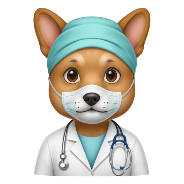 doctor dog wearing medical mask sticker