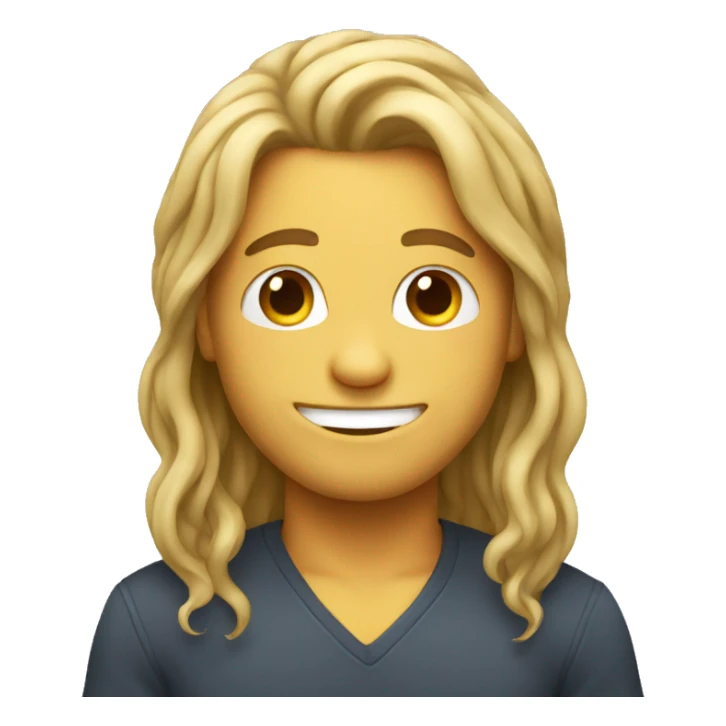 Smiley emoji with long hair male sticker