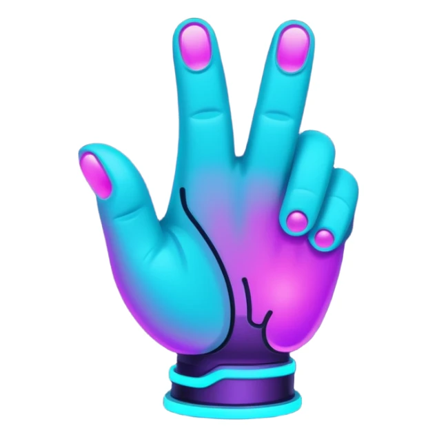 futuristic glowing thumbs down, neon purple and cyan glow, dark background, digital tech style
 sticker