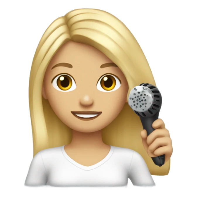 girl with blonde hair blow drying it  sticker
