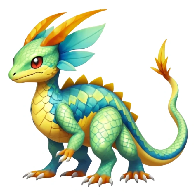 cool exotic fantasy-creature-Fakémon-Pokémon, full body, with markings sticker