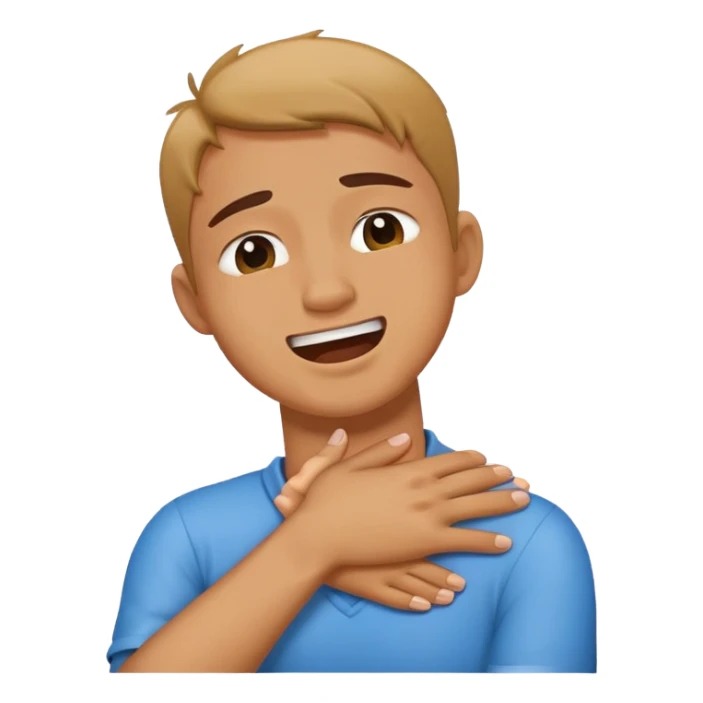 Arms crossed holding neck choking laughing and crying  sticker