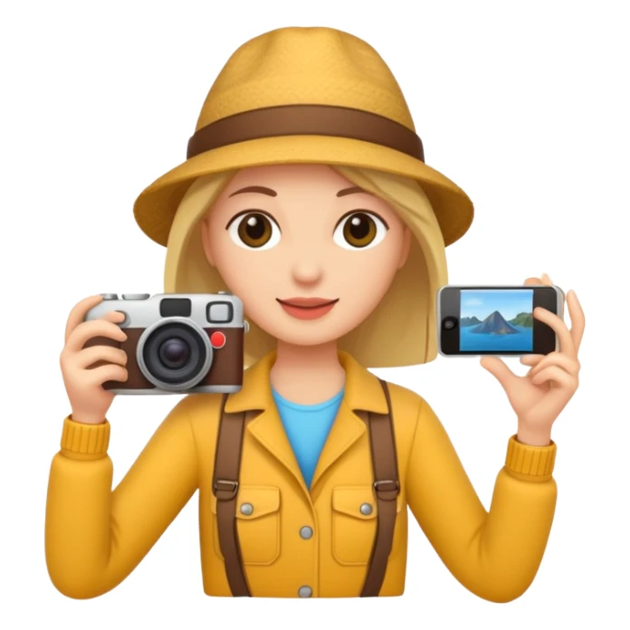 tourist woman holding camera sticker