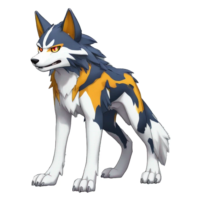  Cool Edgy Colorful Digimon-Fakemon-Wolf with edgy markings full body sticker