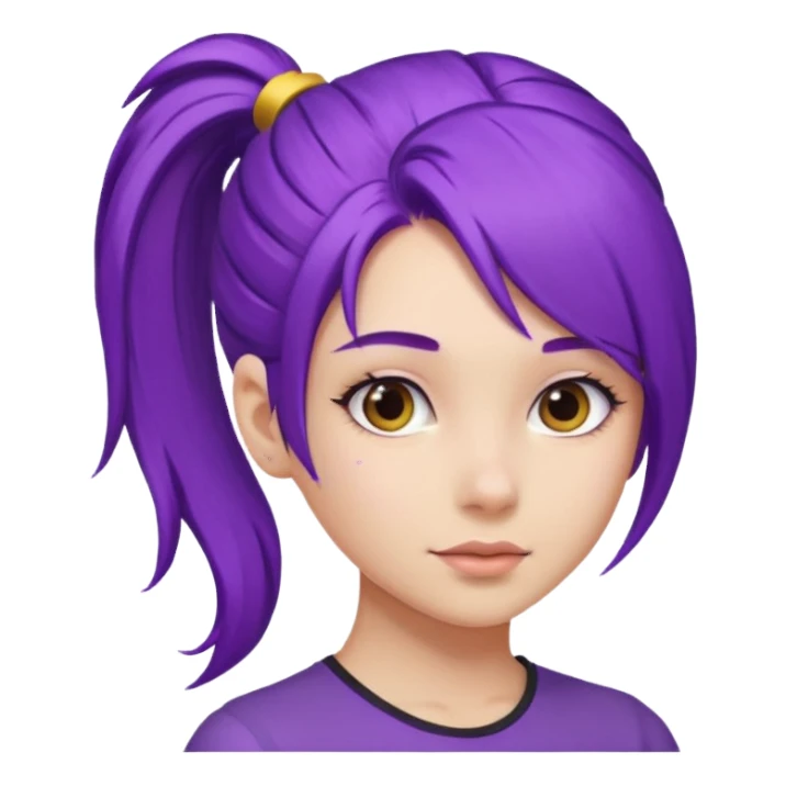 Girl with purple hair with a ponytail  sticker