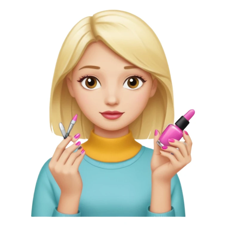 Blondie girl making nails sticker