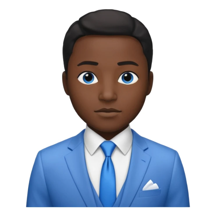 businessman, black skin, black eyes, white suit, blue tie sticker