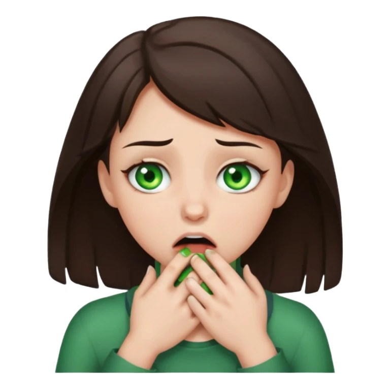 Brunette girl with green eyes choking herself sticker
