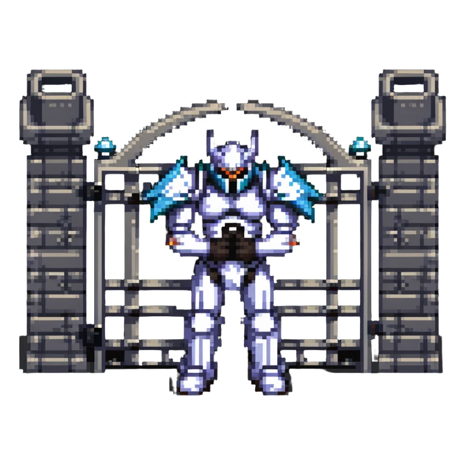 gatekeeper standing in front of a gate, arms crossed sticker