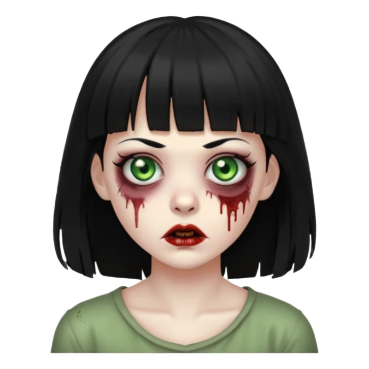 Zombie woman with bangs and black hair sticker